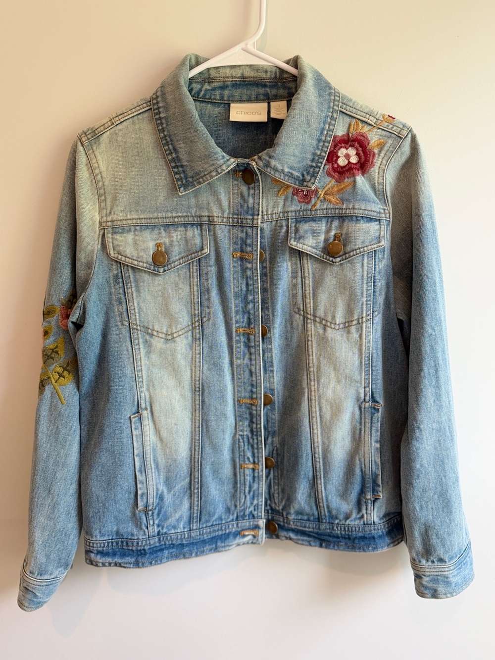 Chico's Floral Denim Jacket